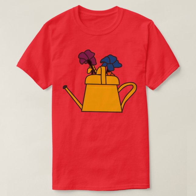 Camiseta watering can growing flowers (Diseño del anverso)