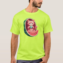 Camiseta Watermelon Cat Coffee Break