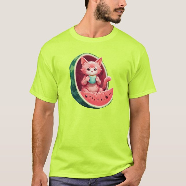 Camiseta Watermelon Cat Coffee Break (Anverso)