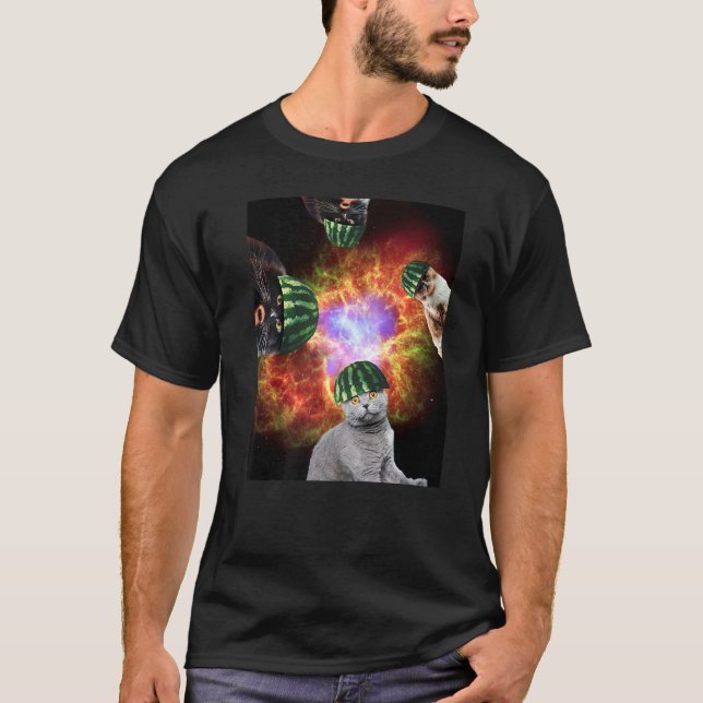 Camiseta Watermelon Cat Space Galaxy Cats (Anverso)
