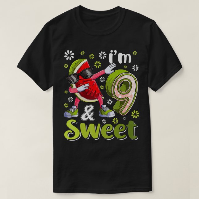 Camiseta Watermelon de 9 años Chica de cumpleaños fruta dul (Diseño del anverso)