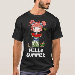 Camiseta Watermelon Kawaii Anime Chica Hello Summer Fruit M