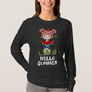 Camiseta Watermelon Kawaii Anime Chica Hello Summer Fruit M