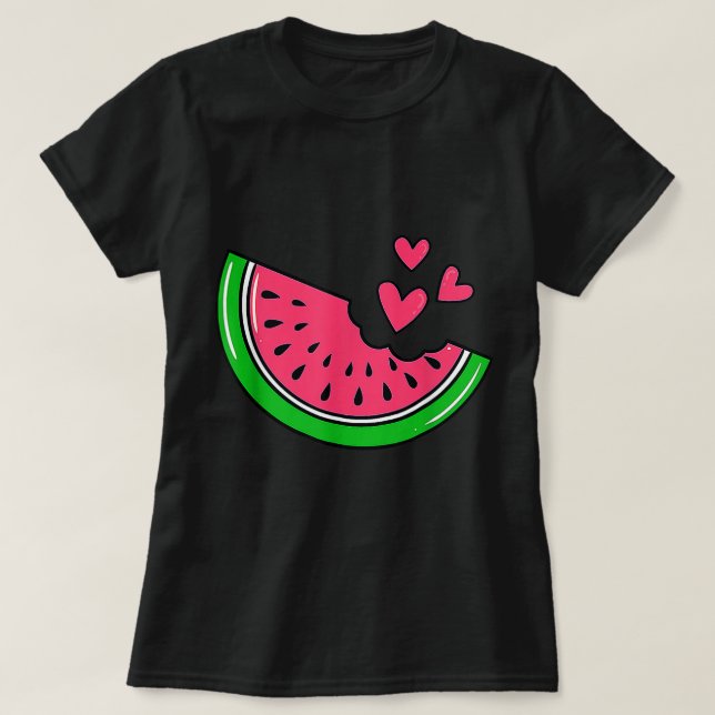 Camiseta Watermelon Slice Melon Hearts Lovers Eating Fruit  (Diseño del anverso)