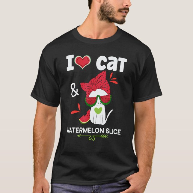 Camiseta Watermelon Summer  Cat Sunglasses  Watermelon (Anverso)