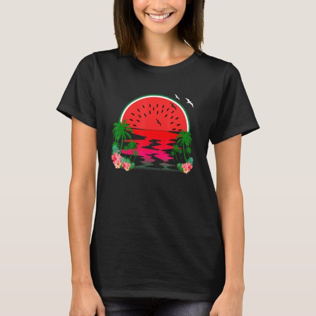 Camiseta Watermelon Vaporwave Sunset 80's Tropical (Anverso)