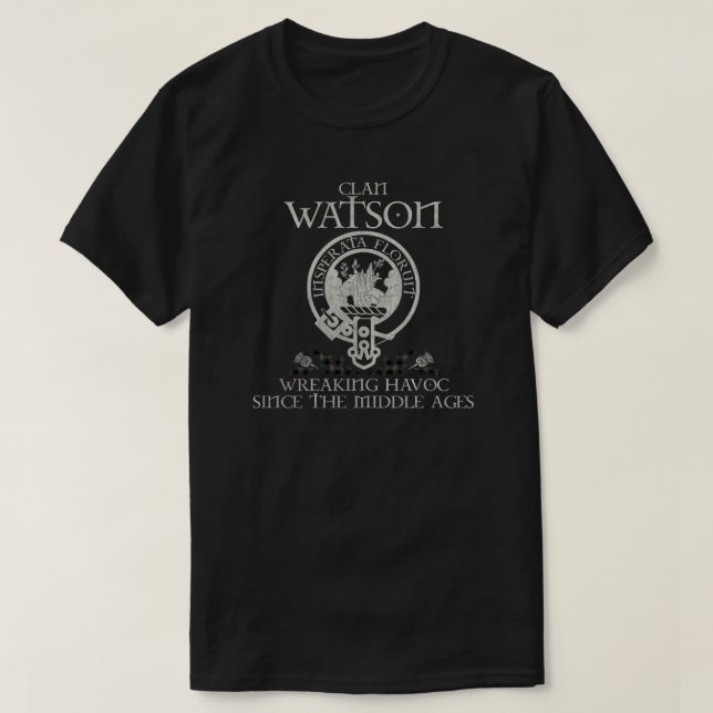 Camiseta Watson Clan escudo Escocia apellido tartán Thistle (Diseño del anverso)