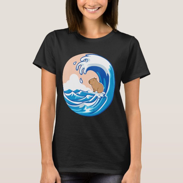 Camiseta Wave Capybara Surfing Capibara Animal (Anverso)