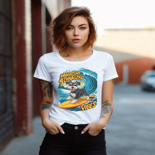 Camiseta Wave Rider Miniatura Schnauzer Dogs Epic Surfing