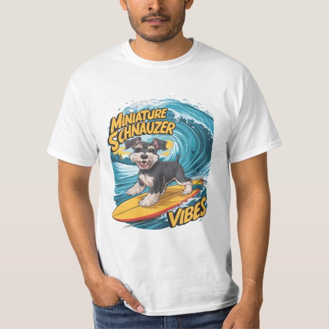 Camiseta Wave Rider Miniatura Schnauzer Dogs Epic Surfing (Anverso)