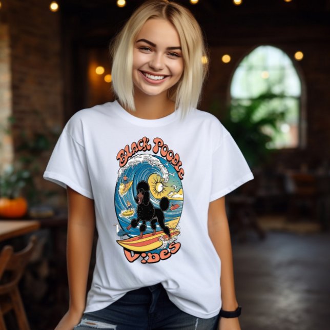Camiseta Wave Rider Surfing Black Poodle (Subido por el creador)