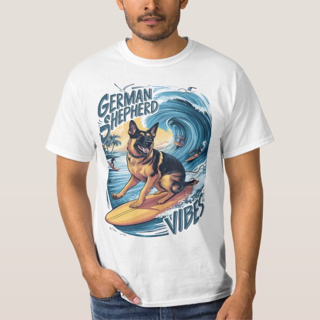 Camiseta Wave Rider: Un Pastor Alemán (Anverso)