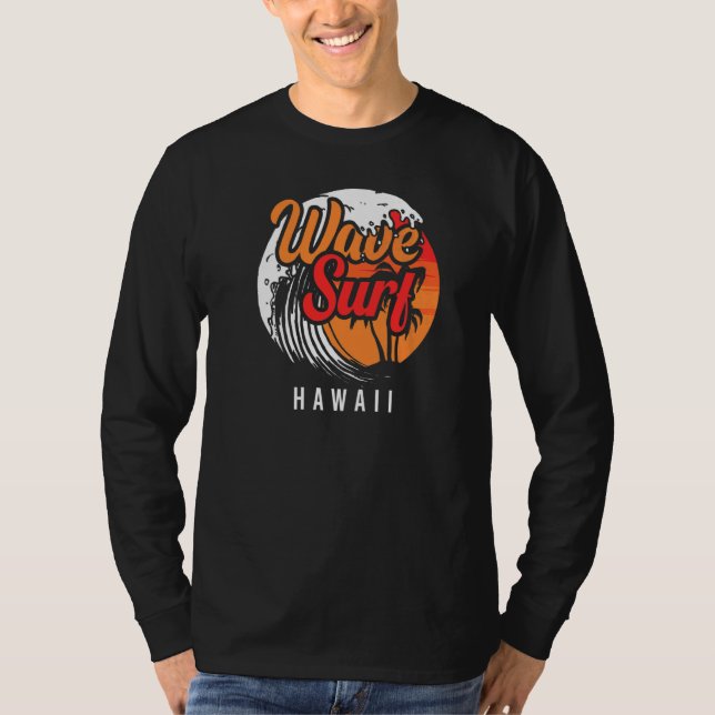 Camiseta Wave Surf Hawaii Ocean Island Vacation Beach Trave (Anverso)