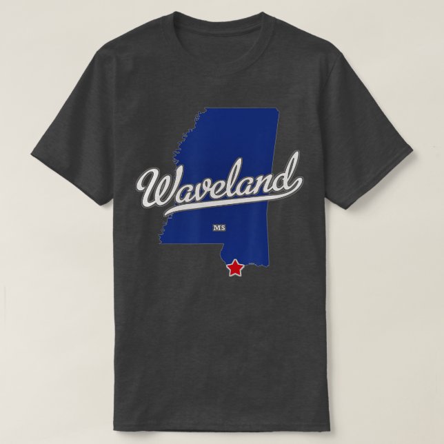 Camiseta Waveland Mississippi MS Map  (Diseño del anverso)