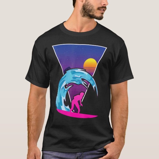 Camiseta Waves Ocean Surfer Watersport Sunset Synthwave Sur (Anverso)