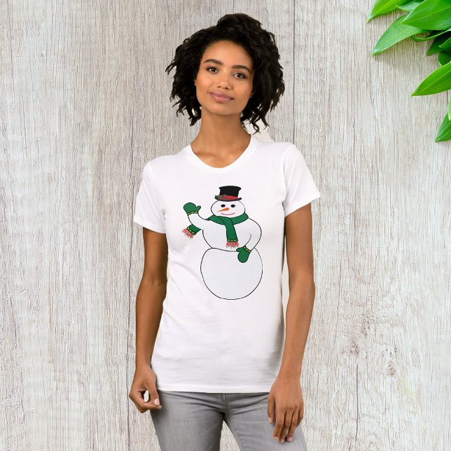 Camiseta Waving Snowman Womens T-Shirt (Subido por el creador)