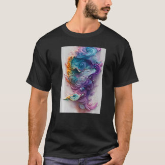 Camiseta Wavy Rainbow Pastels AI Art Premium