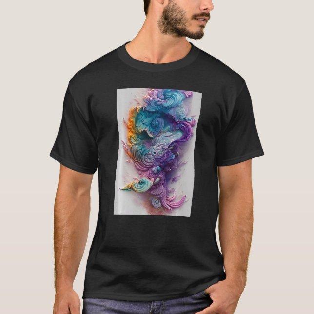 Camiseta Wavy Rainbow Pastels AI Art Premium (Anverso)
