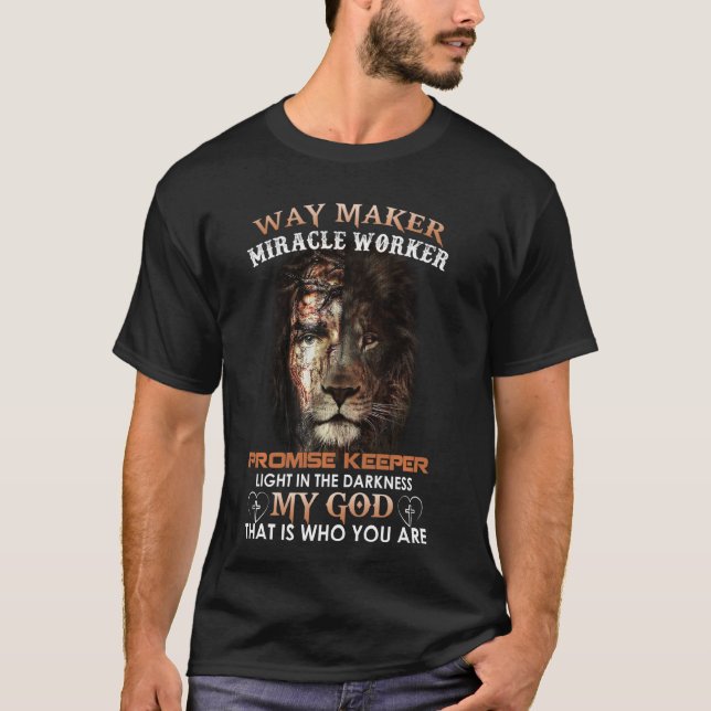 Camiseta Waymaker Miracle Worker León Jesucristo Religión (Anverso)