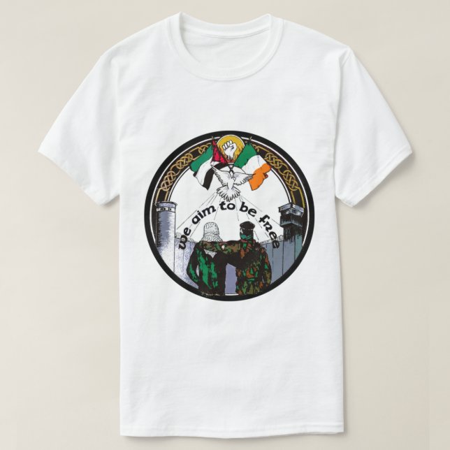 Camiseta We Aim To Be Free - Irish Palestinian Solidarity.  (Diseño del anverso)