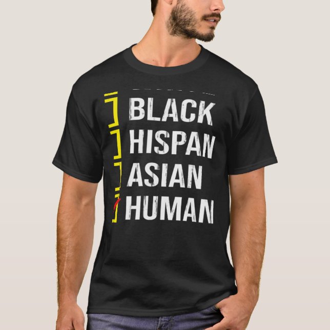 Camiseta We Are All HUMAN Black White Hispanic Asian Black  (Anverso)
