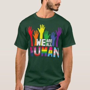 Camiseta We Are All Human Pride Gear LGBT Rainbow Flag Ally
