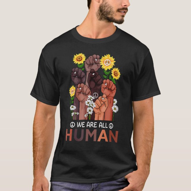 Camiseta We Are All Human Pride Sunflower Peace African Rai (Anverso)