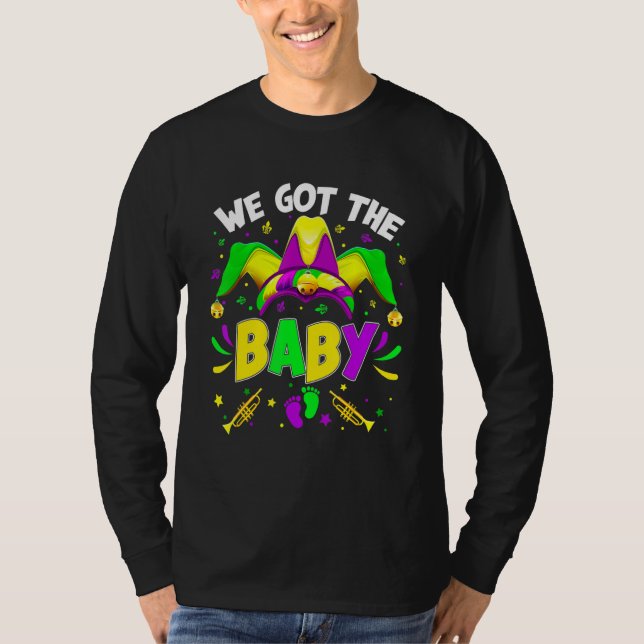 Camiseta We Got The Baby Pregnancy Announcement Mardi Gras  (Anverso)