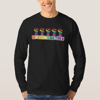 Camiseta We rise together Human LGBT Pride Flag
