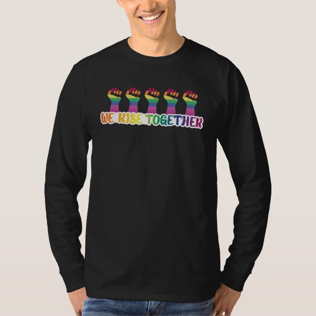 Camiseta We rise together Human LGBT Pride Flag (Anverso)