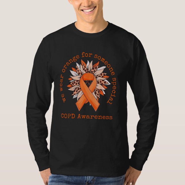 Camiseta We Wear Orange COPD Awareness Sunflower Leopard (Anverso)