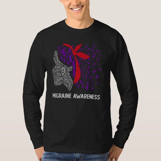 Camiseta We Wear Purple & Red For Migraine Awareness (Anverso)