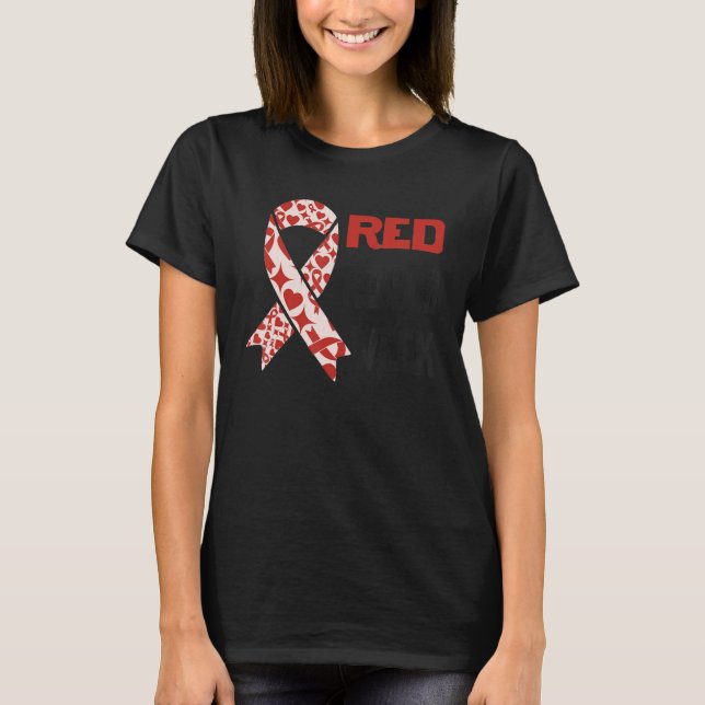 Camiseta We Wear Red For Red Ribbon Week Awareness 2 (Anverso)