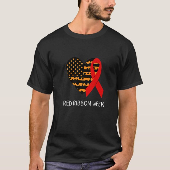 Camiseta We Wear Red For Red Ribbon Week Awareness American (Anverso)