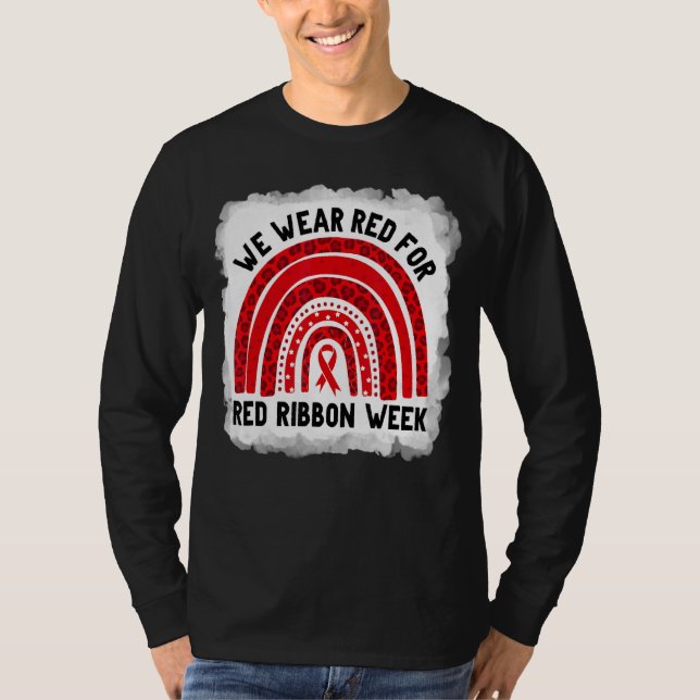 Camiseta We Wear Red For Red Ribbon Week Awareness Leopard  (Anverso)