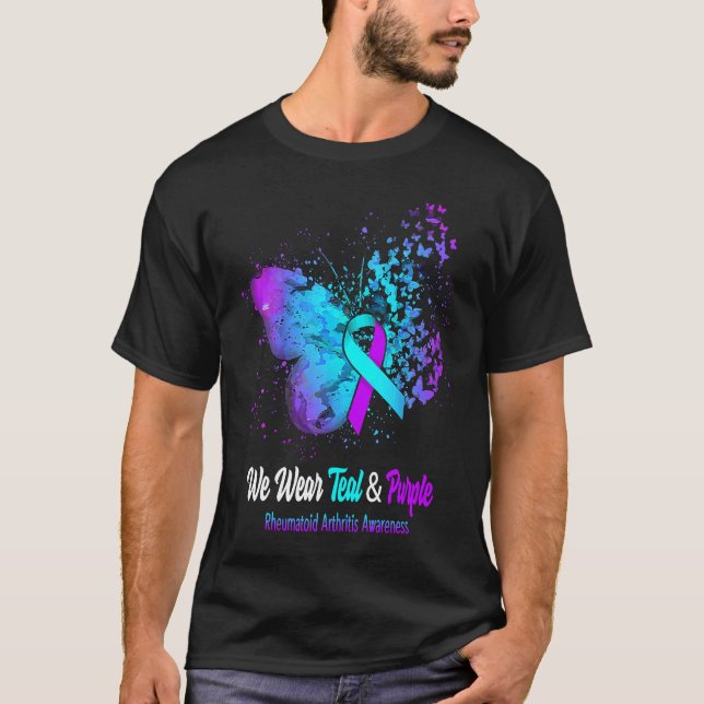 Camiseta We Wear Teal And Purple Rheumatoid Arthritis Aware (Anverso)