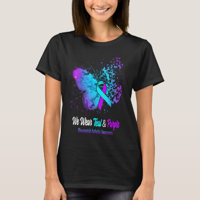 Camiseta We Wear Teal And Purple Rheumatoid Arthritis Aware (Anverso)