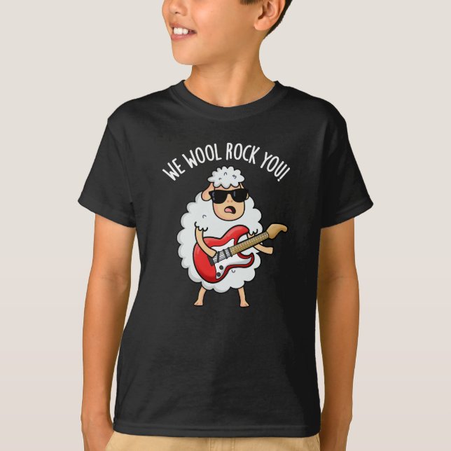 Camiseta We Wothe Rock You Funny Sheep Pun Dark BG (Anverso)