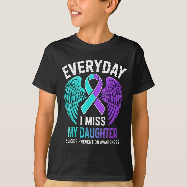 Camiseta Wear Teal &amp; Purple I Miss My Daughter Suicide  (Anverso)