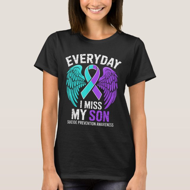 Camiseta Wear Teal &amp; Purple I Miss My Son Suicide Preve (Anverso)