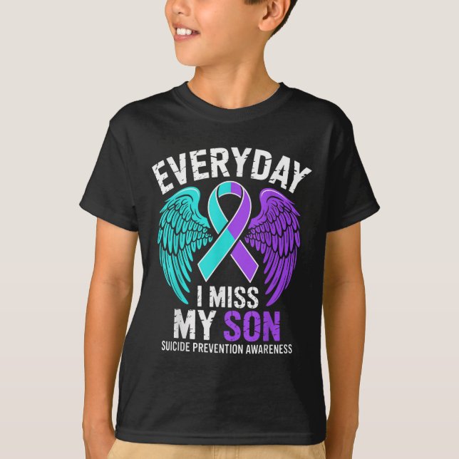Camiseta Wear Teal &amp; Purple I Miss My Son Suicide Preve (Anverso)