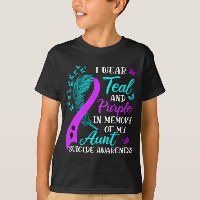 Camiseta Wear Teal And Purple In Memory Of My Aunt Suicide  (Anverso)