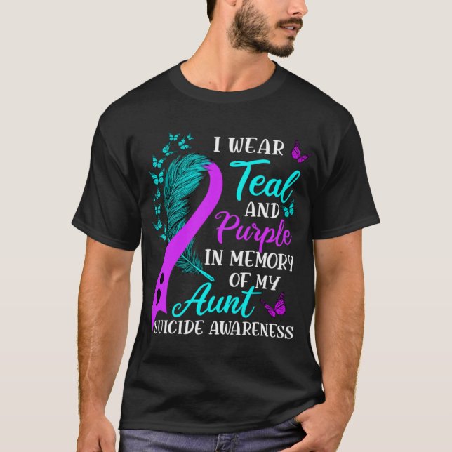 Camiseta Wear Teal And Purple In Memory Of My Aunt Suicide  (Anverso)