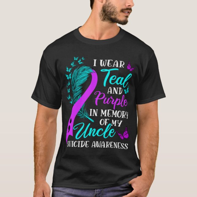 Camiseta Wear Teal Purple In Memory Of My Uncle Suicide Awa (Anverso)