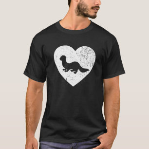 Camiseta Weasel Vintage White Heart Animal Día de San Valen