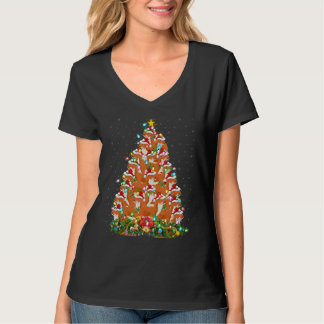 Camiseta Weasel   Xmas Lights Santa Weasel Christmas Tree