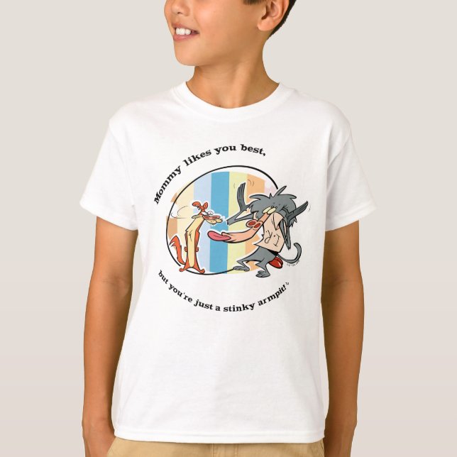 Camiseta Weasel y Baboon "Mamá te gusta más" (Anverso)