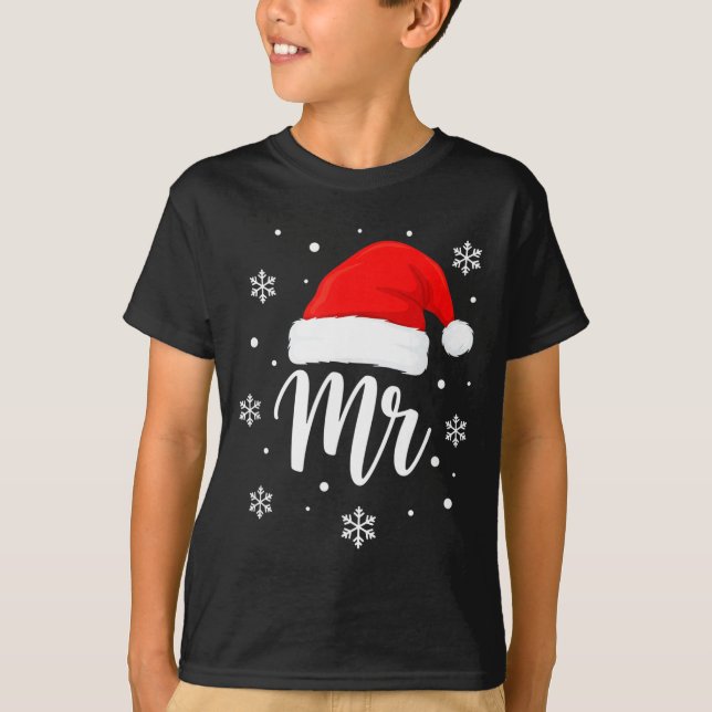 Camiseta Wedding Mr. Santa Hat, Mr. Christmas Snowflakes Fo (Anverso)