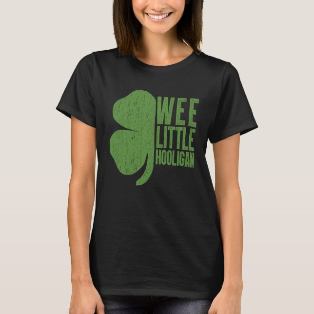 Camiseta Wee Little Hooligan  Shamrock Kids Teen Patrick s  (Anverso)