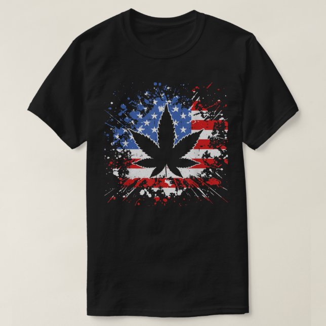 Camiseta Weed Bandera Estadounidense 4 De Julio Marjuana Pa (Diseño del anverso)